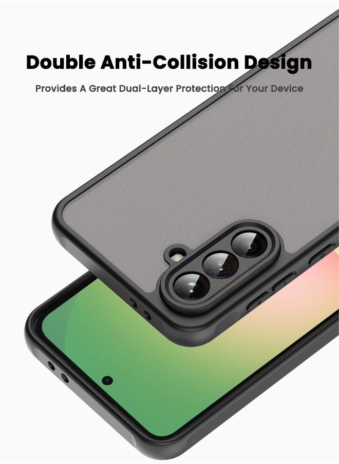 ماركة غير محددة - جراب Samsung Galaxy A56 مع واقي شاشة زجاجي مقوى عالي الدقة، جراب مقاوم للصدمات والسقوط بأربع زوايا، جراب هاتف نحيف صديق للبشرة لهاتف Samsung A56 5G مقاس 6.7 بوصة (أسود، عبوة من 1+1) - Image 1