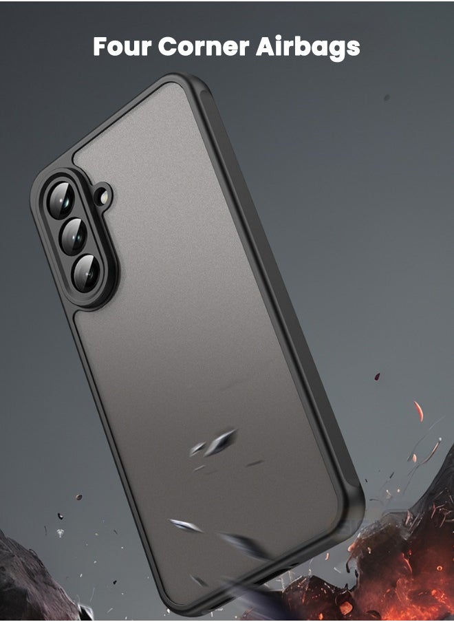 ماركة غير محددة - جراب Samsung Galaxy A56 مع واقي شاشة زجاجي مقوى عالي الدقة، جراب مقاوم للصدمات والسقوط بأربع زوايا، جراب هاتف نحيف صديق للبشرة لهاتف Samsung A56 5G مقاس 6.7 بوصة (أسود، عبوة من 1+1) - Image 1