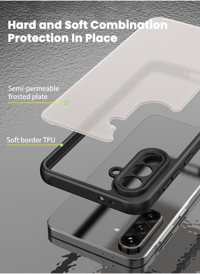 ماركة غير محددة - جراب Samsung Galaxy A56 مع واقي شاشة زجاجي مقوى عالي الدقة، جراب مقاوم للصدمات والسقوط بأربع زوايا، جراب هاتف نحيف صديق للبشرة لهاتف Samsung A56 5G مقاس 6.7 بوصة (أسود، عبوة من 1+1) - Image 1