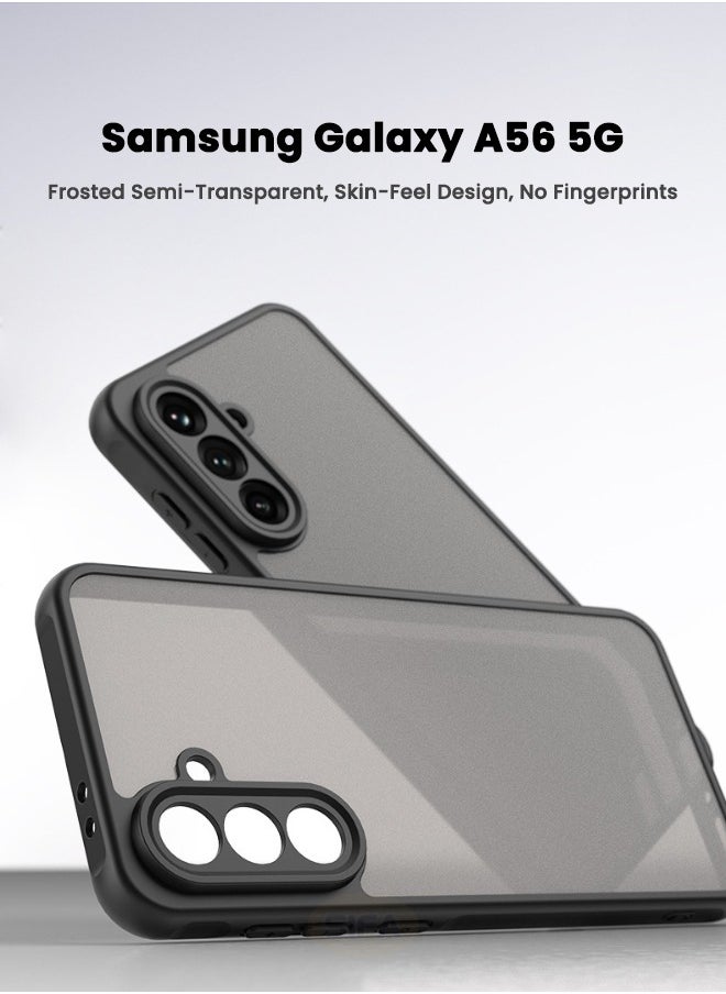 ماركة غير محددة - جراب Samsung Galaxy A56 مع واقي شاشة زجاجي مقوى عالي الدقة، جراب مقاوم للصدمات والسقوط بأربع زوايا، جراب هاتف نحيف صديق للبشرة لهاتف Samsung A56 5G مقاس 6.7 بوصة (أسود، عبوة من 1+1) - Image 1