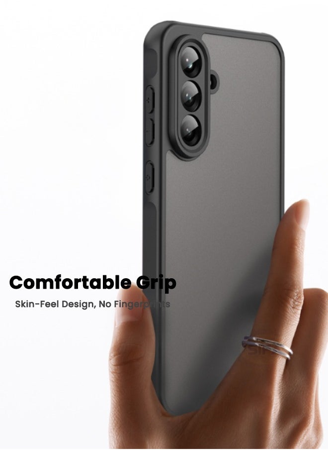 ماركة غير محددة - جراب Samsung Galaxy A56 مع واقي شاشة زجاجي مقوى عالي الدقة، جراب مقاوم للصدمات والسقوط بأربع زوايا، جراب هاتف نحيف صديق للبشرة لهاتف Samsung A56 5G مقاس 6.7 بوصة (أسود، عبوة من 1+1) - Image 1
