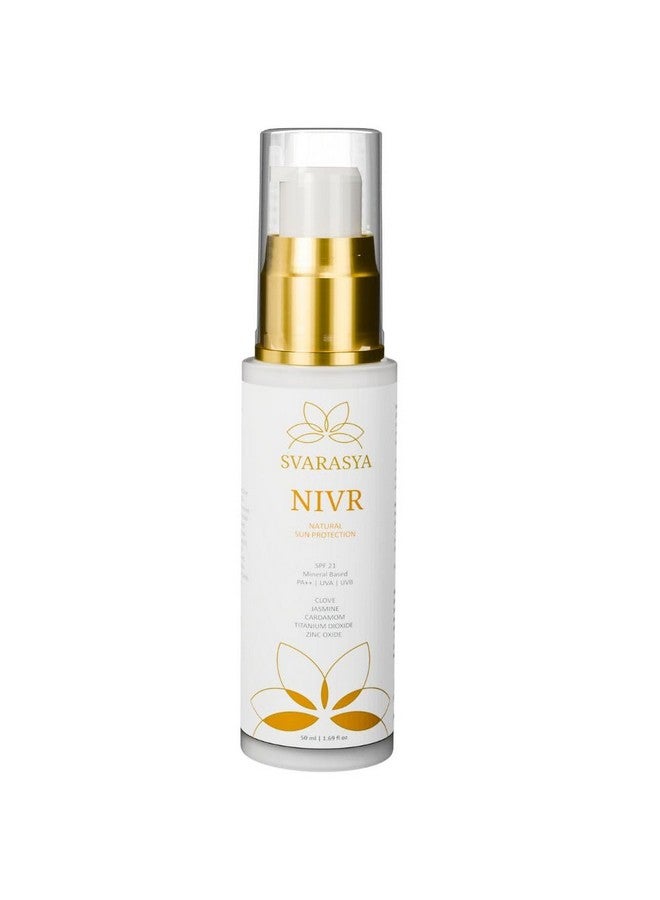 سفاراسيا كريم واقي من الشمس الطبيعي من Svarasya Nivr مع عامل حماية من الشمس SPF 21 PA ++ | خالٍ من البارابين/خالٍ من الكبريتات/خالٍ من SLS مع مكونات طبيعية للبشرة الدهنية أو الحساسة أو الجافة | حماية من أشعة الشمس فوق البنفسجية UVA وUVB، (50 مل) | - Image 1