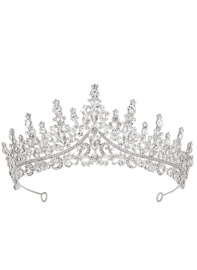 SWEETV Crystal Wedding Tiara For Womenroyal Queen Crownrhinestone Princess Tiara Hair Accessories For Quinceanera Pageant Prom Birthday Silver Audrey  - Image 1