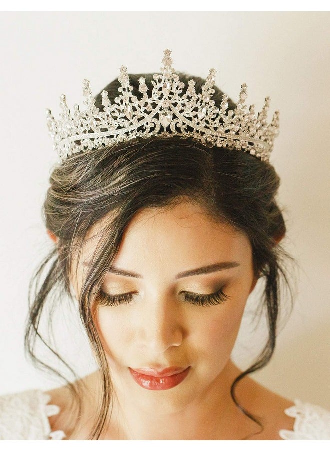SWEETV Crystal Wedding Tiara For Womenroyal Queen Crownrhinestone Princess Tiara Hair Accessories For Quinceanera Pageant Prom Birthday Silver Audrey  - Image 4