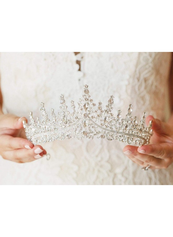 SWEETV Crystal Wedding Tiara For Womenroyal Queen Crownrhinestone Princess Tiara Hair Accessories For Quinceanera Pageant Prom Birthday Silver Audrey  - Image 5