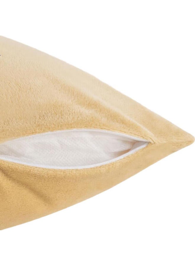 JD.com وسادة حلوى القطن من جينغزاو، وسادة دعم قطنية فائقة النعومة للظهر، مناسبة للصالون والمكتب، صفراء 45X45 سم - Image 2