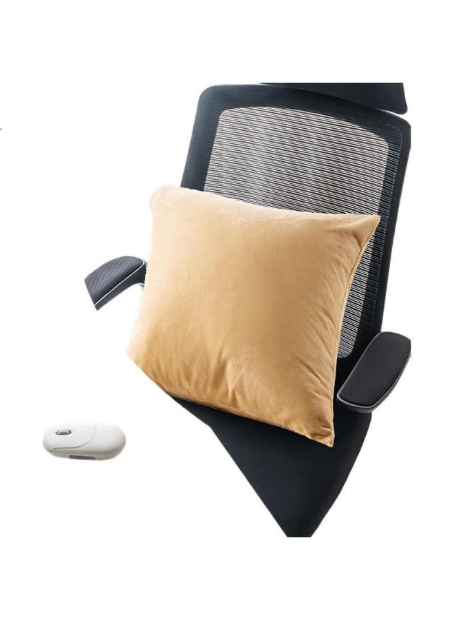 JD.com وسادة حلوى القطن من جينغزاو، وسادة دعم قطنية فائقة النعومة للظهر، مناسبة للصالون والمكتب، صفراء 45X45 سم - Image 3