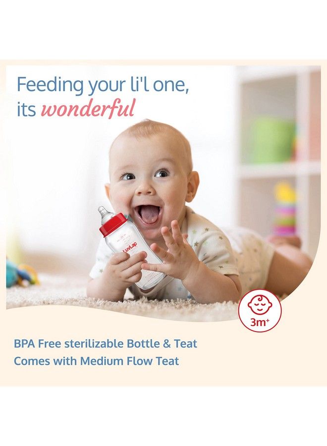 Luvlap زجاجة رضاعة ناتورا فلو ذات العنق الواسع للمواليد الجدد؛ الرضع؛ الأطفال حتى 3 سنوات خالية من BPA بشكل مريح وسهلة الحمل مع حلمة مضادة للمغص 250 مل - Image 3