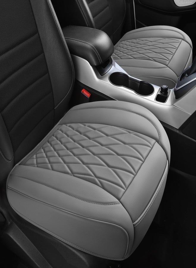 CAR PASS® 2 Pack Leather Front Car Seat Covers, Bottom Seat Covers Full Wrapped with Storage Pocket, Anti-Slip Leather Seat Protectors,Waterproof Seat Cushion Pad Universal Fit Sedan SUV Truck, Gray