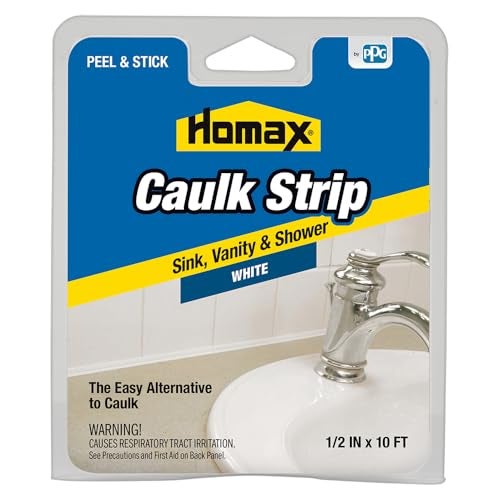 Homax Peel & Stick Caulk Strip for Sink, Vanity and Shower, White, 1/2" x 10' - Image 1