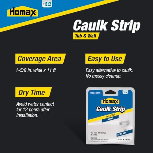 Homax Peel & Stick Caulk Strip for Sink, Vanity and Shower, White, 1/2" x 10' - Image 3