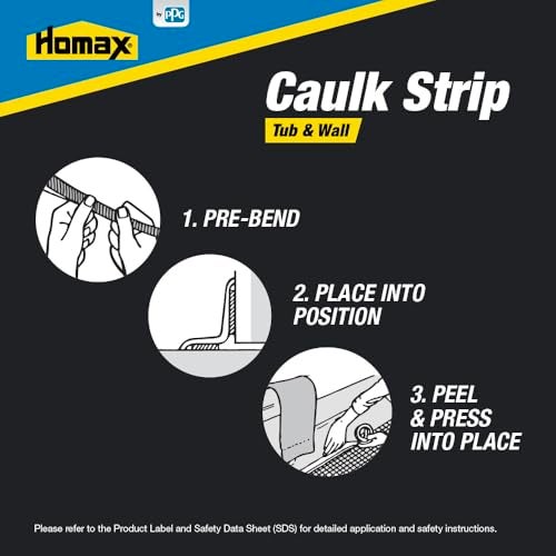 Homax Peel & Stick Caulk Strip for Sink, Vanity and Shower, White, 1/2" x 10' - Image 4