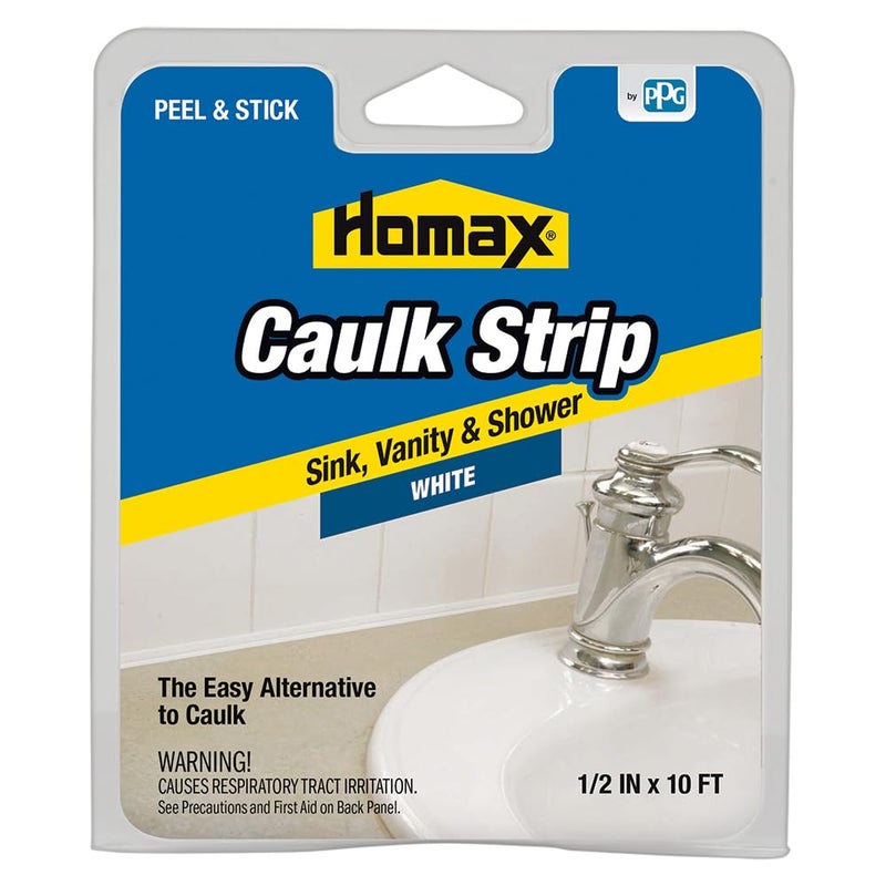 Homax Peel & Stick Caulk Strip for Sink, Vanity and Shower, White, 1/2" x 10' - Image 5