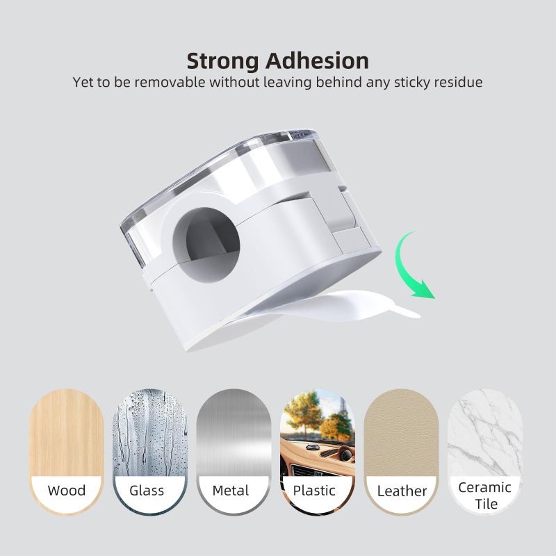 TIKIWIK Cord Holder, 6 Pack Magnetic Cable Clips, Strong Adhesive Cord Holder for Nightstand Desk Organizer Kitchen Appliances Car Wall Office Phone Wire Keeper, Clear White - Image 5