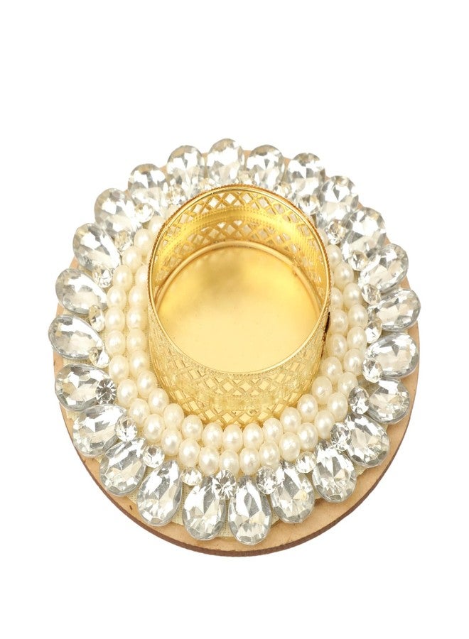 Aditri Creation Set of 4 Pearl Moti Design T Light Holder Candle Stand Tealight T-Light Holders for Indian Cultural Festival Decorations New year Gifts Lighting Decorations (Without Wax)(White)(Size:-3") - Image 2