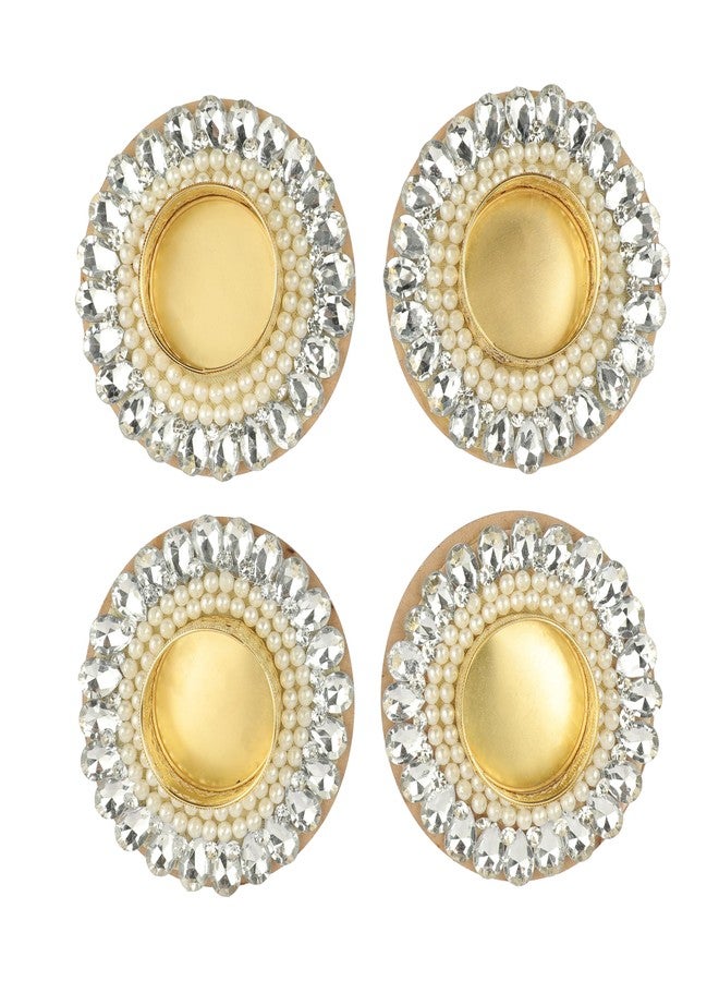 Aditri Creation Set of 4 Pearl Moti Design T Light Holder Candle Stand Tealight T-Light Holders for Indian Cultural Festival Decorations New year Gifts Lighting Decorations (Without Wax)(White)(Size:-3") - Image 3