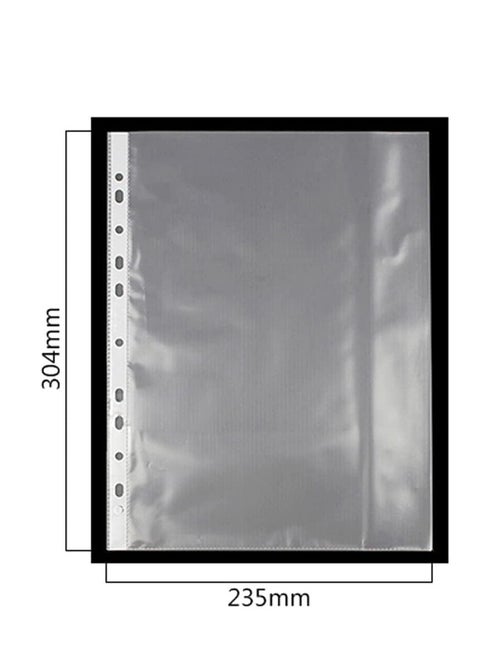 A4 Transparent file 100 Pcs Clear Plastic Folder Punched Pockets for Filing Paper & Documents (60 mic)