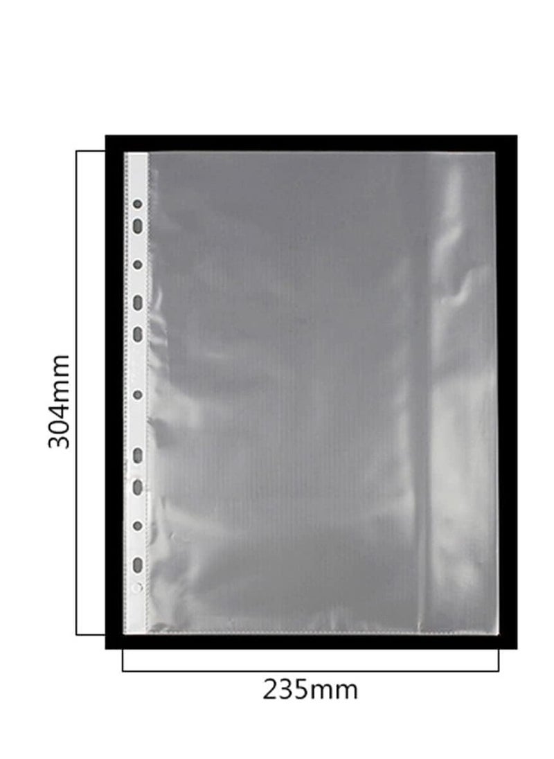 Generic A4 Transparent file 100 Pcs Clear Plastic Folder Punched Pockets for Filing Paper & Documents (60 mic)  - Image 1