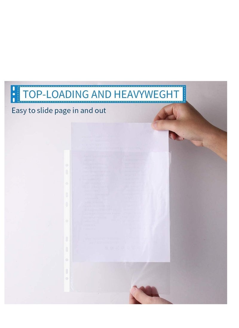 Generic A4 Transparent file 100 Pcs Clear Plastic Folder Punched Pockets for Filing Paper & Documents (60 mic)  - Image 3