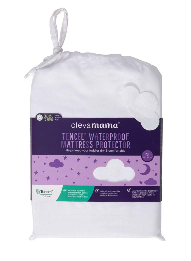 Clevamama Tencel® Fitted Waterproof Mattress Prot Cot 60 x 120 x 25 cm - Image 1