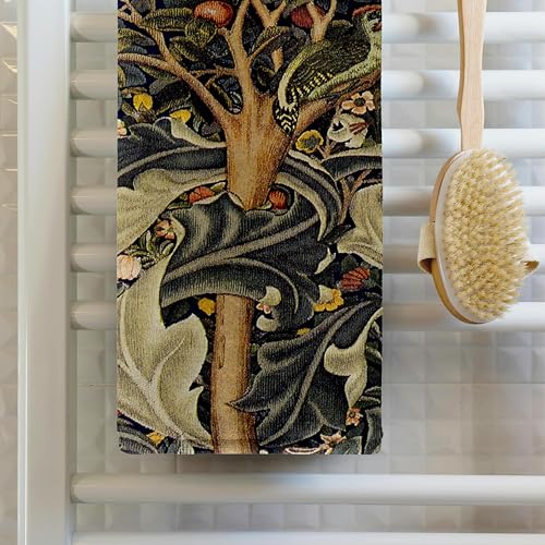 3DROSE 3D Rose TWL_243622_1 "Image of William Morris Woodpecker in Gray Orange and Ivory Towel, 15" x 22" - Image 2