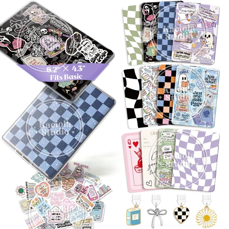 Kaciola 12PCS Inserts Cardstock for E-Reader, 50PCS Stickers for Clear Case Insert, 6.2"x4.3" Bookish Theme Inserts Compatible with E-Reader Basic, Gifts for Booklovers - Image 1