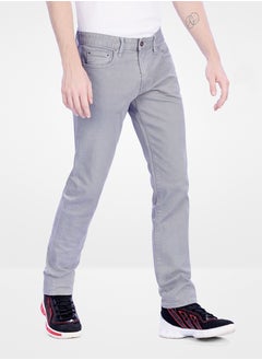 Web Denim Web Denim Light Grey Mid Waist Regular Fit Straight Stretchable Jeans Fashionable Relaxed Fit Comfortable Denim Pant For Men  - Image 1