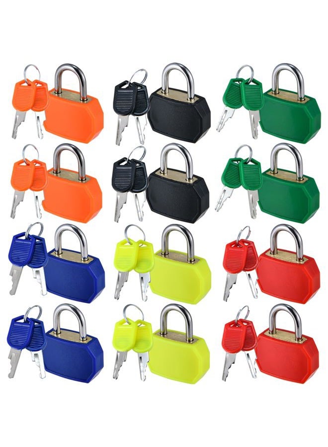 smilixin 12 PCS Suitcase Locks with Keys,Small Luggage Padlocks Metal Padlock with Key,Multicolor Lock Luggage Locks Mini Keyed Padlock for Backpack Boxes Laptop Bag School Gym Locker,28 mm,6 Colors - Image 1