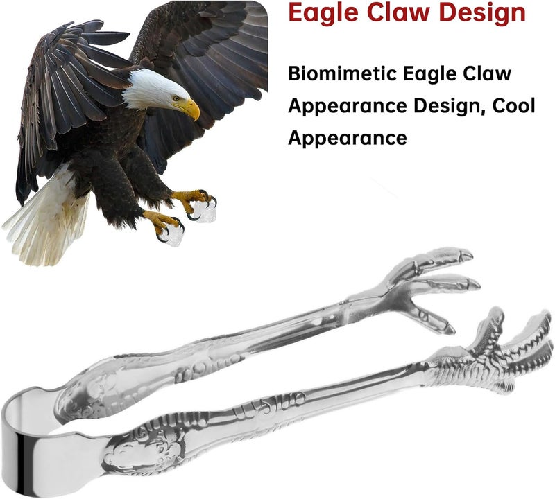 eispap Eagle Claw Style Ice Tongs Bar Serving Tongs Cooking Tongs Stainless Steel Prevents Slipping for Pick up Sugar Ice Cubes Home Use (silver) - Image 4
