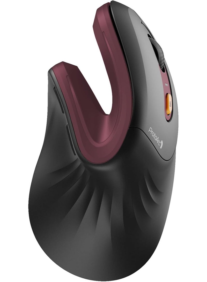 ProtoArc Ergonomic Mouse, EM11 NL Wireless Vertical Mouse, Ergo Mouse with Multi-Device, USB-C Rechargeable Mice for Windows, Mac OS, PC/Notebook/Laptop,Wine Red - Image 1