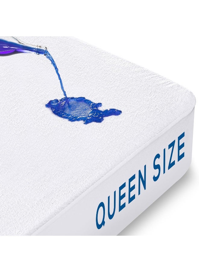 Utopia Bedding Premium Waterproof Terry Mattress Protector Queen 200 GSM, Mattress Cover, Breathable, Fitted Style with Stretchable Pockets - Image 5