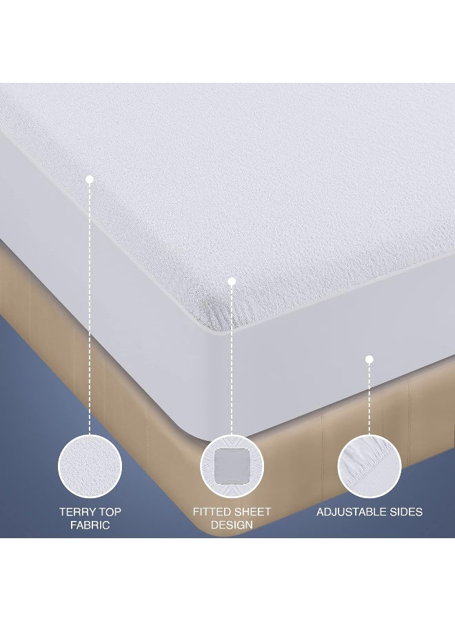 Utopia Bedding Premium Waterproof Terry Mattress Protector Queen 200 GSM, Mattress Cover, Breathable, Fitted Style with Stretchable Pockets - Image 1