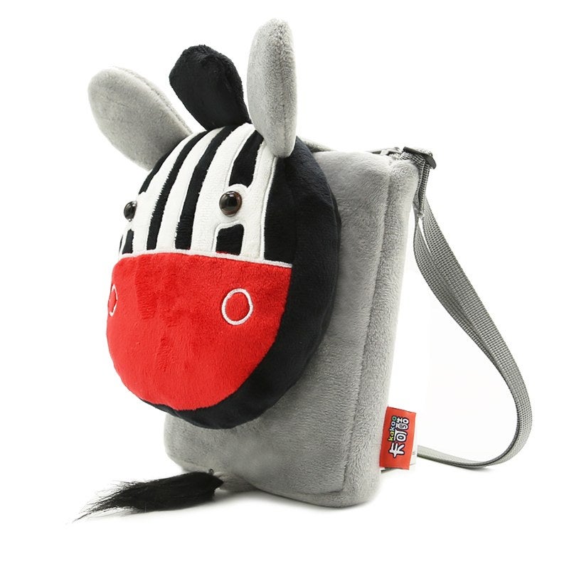 Plush Kids Crossbody Bag, Zebra Animal Design, Soft Lightweight Shoulder Bag for Daily Outings - Image 2