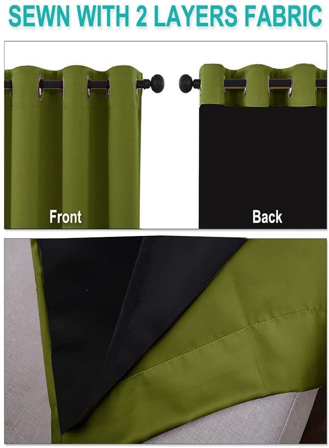 BFAM Premium Full Blackout Curtain -100% Blackout Curtain for Bedroom with Black Liner, Grommet Double Layer Full Room Darkening, SOUNDPROOF,Polyster, 1 Curtain,GREEN-7FT - Image 2