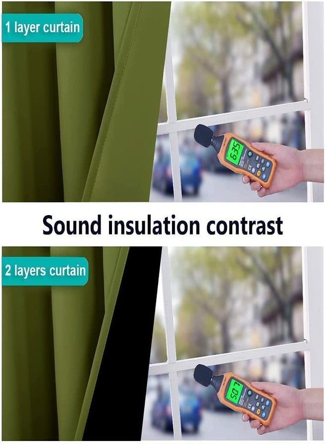 BFAM Premium Full Blackout Curtain -100% Blackout Curtain for Bedroom with Black Liner, Grommet Double Layer Full Room Darkening, SOUNDPROOF,Polyster, 1 Curtain,GREEN-7FT - Image 5