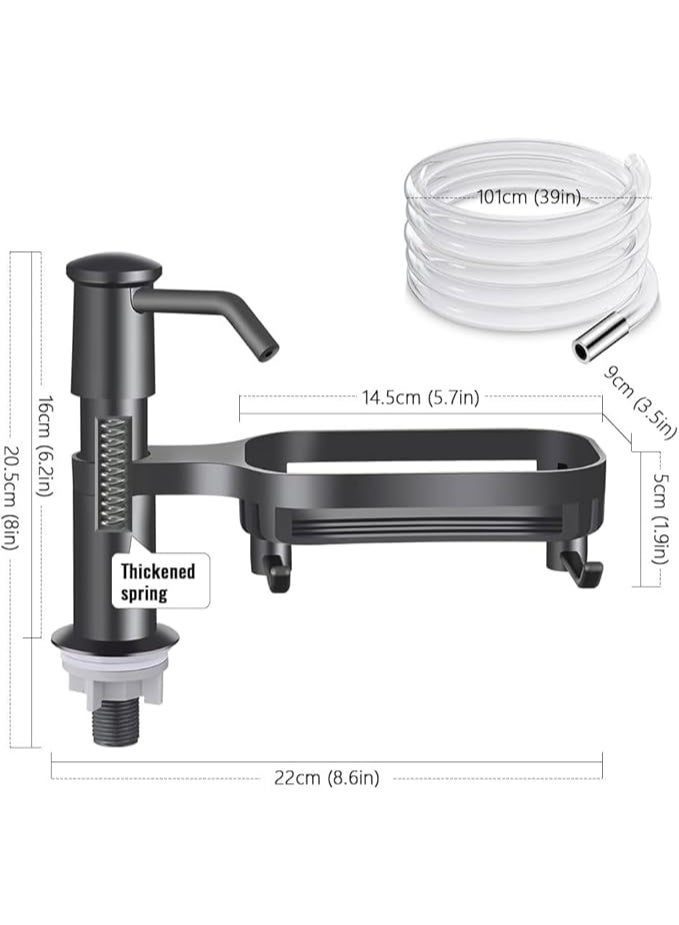 Countertop Dish Soap Dispenser with Storage Rack and 1m Extension Hose for Sink Built in Sink Countertop Pump for Kitchen Bathroom No More Top Refill - Image 3