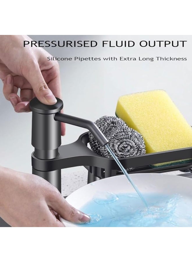 Countertop Dish Soap Dispenser with Storage Rack and 1m Extension Hose for Sink Built in Sink Countertop Pump for Kitchen Bathroom No More Top Refill - Image 5