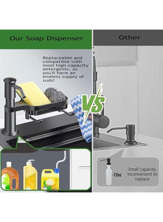 Countertop Dish Soap Dispenser with Storage Rack and 1m Extension Hose for Sink Built in Sink Countertop Pump for Kitchen Bathroom No More Top Refill - Image 4