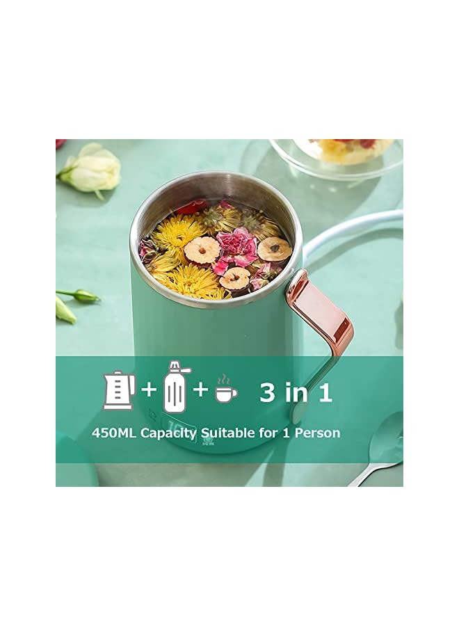 PROMASS Portable Electric Kette for Travel 220V 380ML Temperature Control Keep Warm Auto Shut Off Stainless Steel Multifunctional Cup Type Mini Electric Kettle Water Boiler for Tea Coffee Milk - Image 2