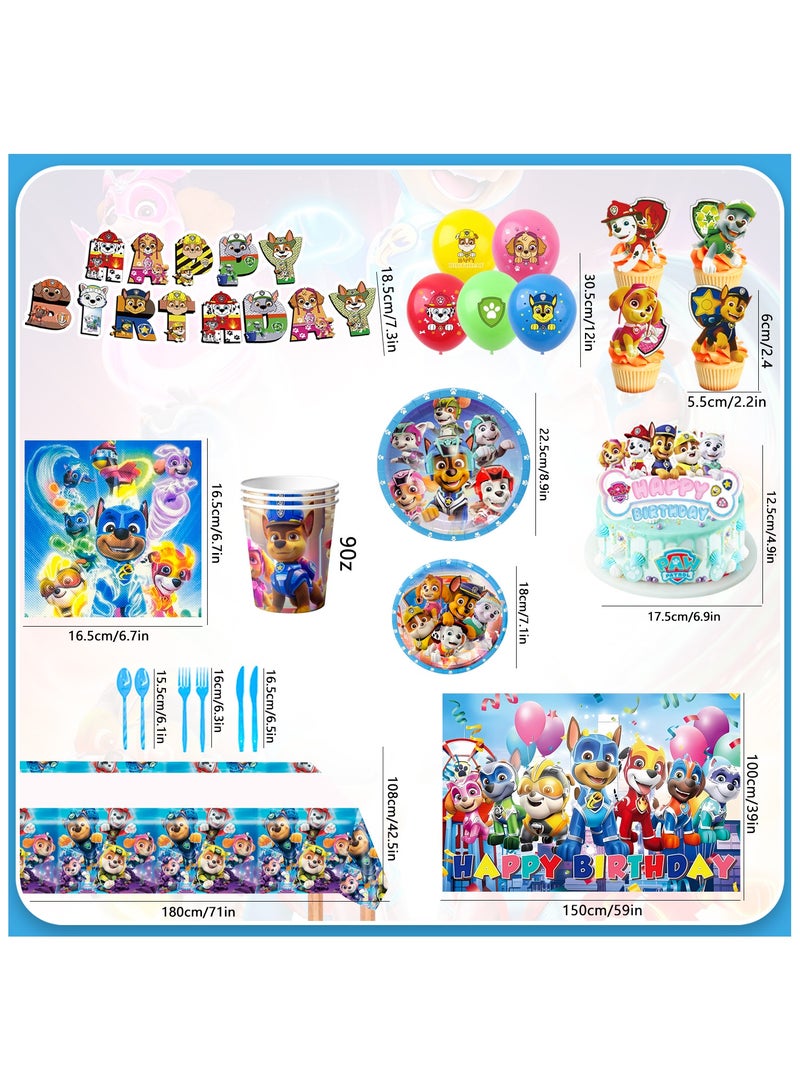 ILovhaprty Paw Patrol Birthday Party Supplies, 101Pcs Paw Patrol Party Decorations & Tableware Sets - Paw Patrol cake Toppers Balloons Backdrops Cups etc. Paw Patrol Themed Birthday Party Decorations for Kids - Image 3