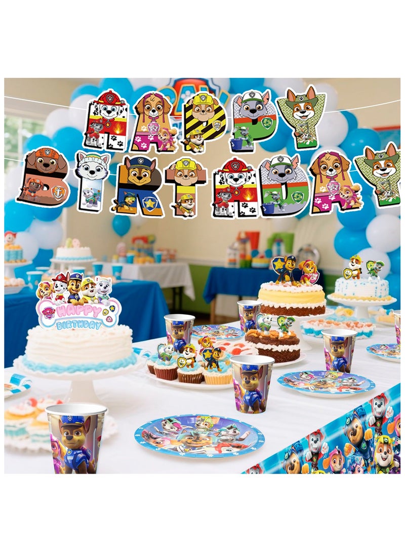 ILovhaprty Paw Patrol Birthday Party Supplies, 101Pcs Paw Patrol Party Decorations & Tableware Sets - Paw Patrol cake Toppers Balloons Backdrops Cups etc. Paw Patrol Themed Birthday Party Decorations for Kids - Image 5