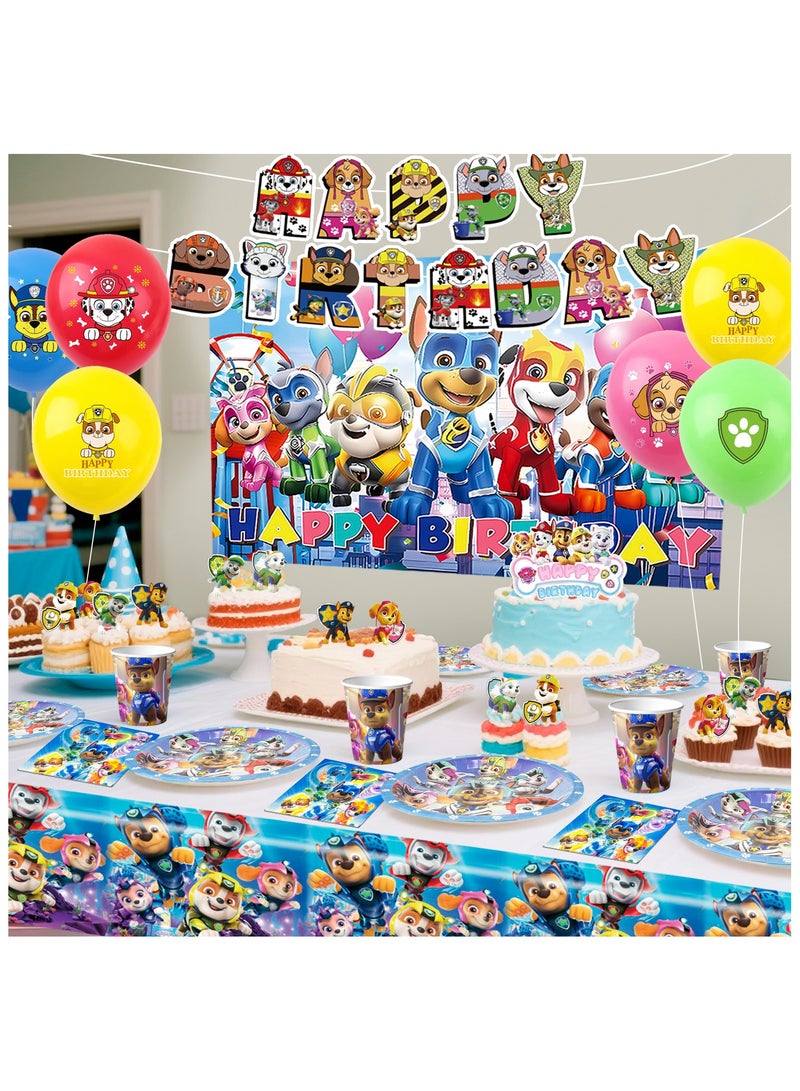 ILovhaprty Paw Patrol Birthday Party Supplies, 101Pcs Paw Patrol Party Decorations & Tableware Sets - Paw Patrol cake Toppers Balloons Backdrops Cups etc. Paw Patrol Themed Birthday Party Decorations for Kids - Image 4