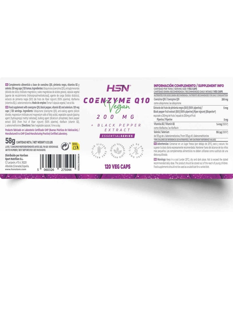 HSN COENZYME Q10 200mg + BIOPERINE® - 120 veg caps - Image 2