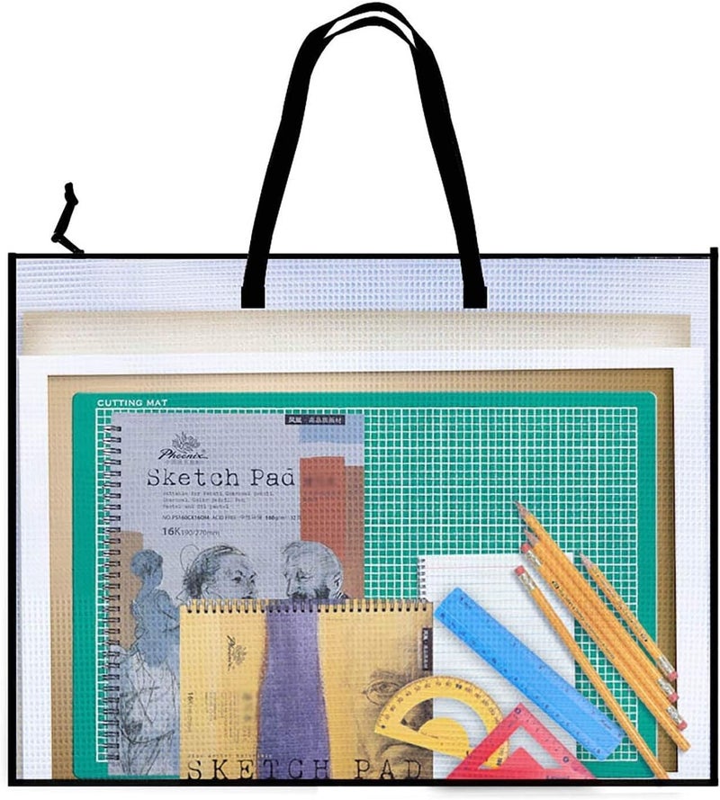 Opret 19x25 inch Art Portfolio Bags, Artwork Storage Case with Handle and Zipper Vinly Mesh Folder Organizers for Bulletin Boards, Scrapbooks, Keepsake and Poster Storage - Image 1