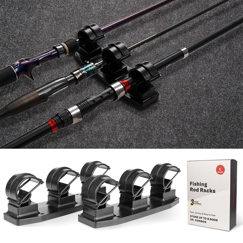 VEYWANE Fishing Rod Racks for Boat/Wall/Truck Bed, 3-Poles Storage Holders with Rubber Band Clips - Image 1