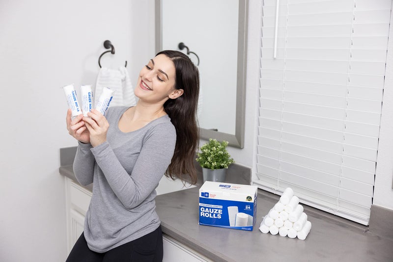 Gauze Care لفائف الشاش عبوة من 24 - جودة ممتازة خالية من الوبر واللاتكس 4 بوصات × 4.1 ياردات ضمادات مطاطية متوافقة مصممة للعناية الفعالة بالجروح والراحة - مثالية للاستخدام كلفافة مومياء - Image 4