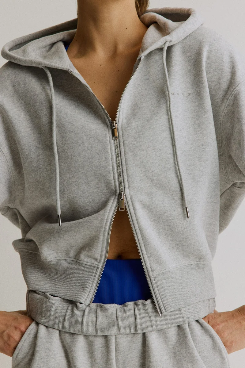 Sports cropped zip-through hoodie