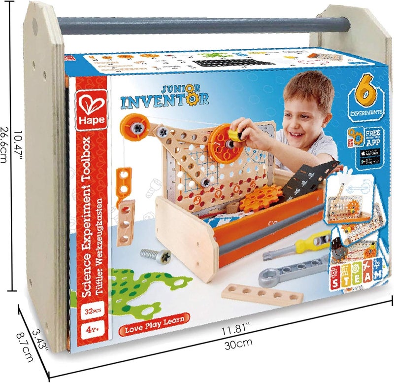 Hape Light sturdy raw material Science Experiment Toolbox | Colorful Wooden 32 Experiment Kit, Fun Educational Science Kids Toy Set and Know-How Instruction App Multi option design - Image 4