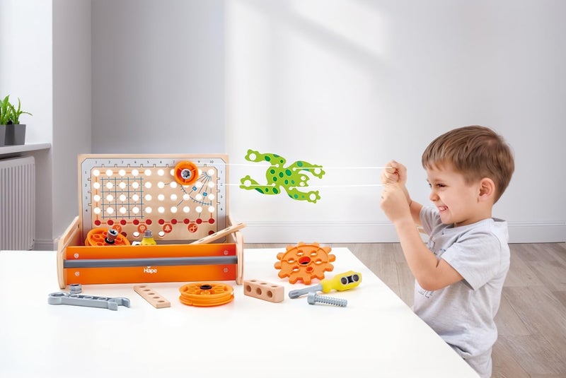 Hape Light sturdy raw material Science Experiment Toolbox | Colorful Wooden 32 Experiment Kit, Fun Educational Science Kids Toy Set and Know-How Instruction App Multi option design - Image 2