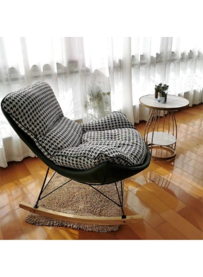 GGEROU كرسي هزاز مع وسادة مبطنة، كرسي هزاز حديث، كرسي هزاز من القماش، كرسي استرخاء مريح وكرسي أريكة كسول، رمادي - Image 2